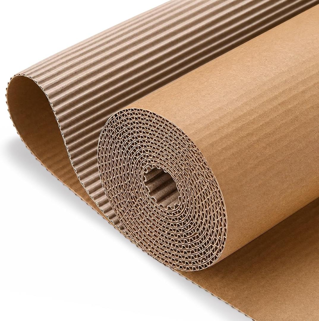 MotiMind Corrugated Cardboard Roll, 36 x 200 Inch Single Face Cushioned | Wrap Corrugated Cardboard Paper for Shipping, Packing, Moving, Crafts & Floor Protection