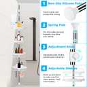 XLHOMO 32-122inch Corner Shower Caddy Tension Pole White, Rustproof Drill-Free Shower Shelves for Bathroom Bathtub Washbasin, Adjustable Shower Organizer with 4 Tier Patent Stable Shelves & Towel Bars