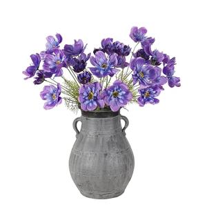 Artificial Purple Cosmos Flowers Bouquet, 6 Stems Faux Silk Cosmos with Greenery for Vase, Wedding Centerpieces, Home Table, Garden Party Décor