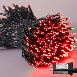 YEGUO Valentines Decor Lights, 66ft 200 LED String Lights Outdoor Waterproof, Christmas Lights Plug in Indoor with Timer Memory 8 Modes(Red)