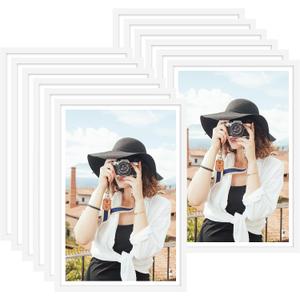 12x18 Picture Frame Set of 12, Modern Gallery Wall Frames, White | Fits 11x17 With Mat or 12x18 Without Mat, Clear Shatterproof Cover, Horizontal or Vertical Wall Mounting, Poster Frame