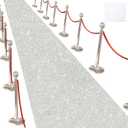 Glitter Carpet Runner for Party -200 GSM Thickness Non-Woven Fabric Runner Rug with Adhesive Tape, Hollywood Carpet for Event, Aisle Runner for Wedding Ceremony (Glitter White, 2.6FTx15FT)