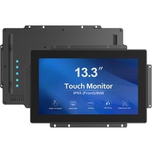 13.3 Inch 1000 Nits High Brightness 10 Points Open Frame Touch Display, Industrial PCAP Touchscreen Monitor, VGA+HDMI+DVI Port - 16:9-1920 x1080