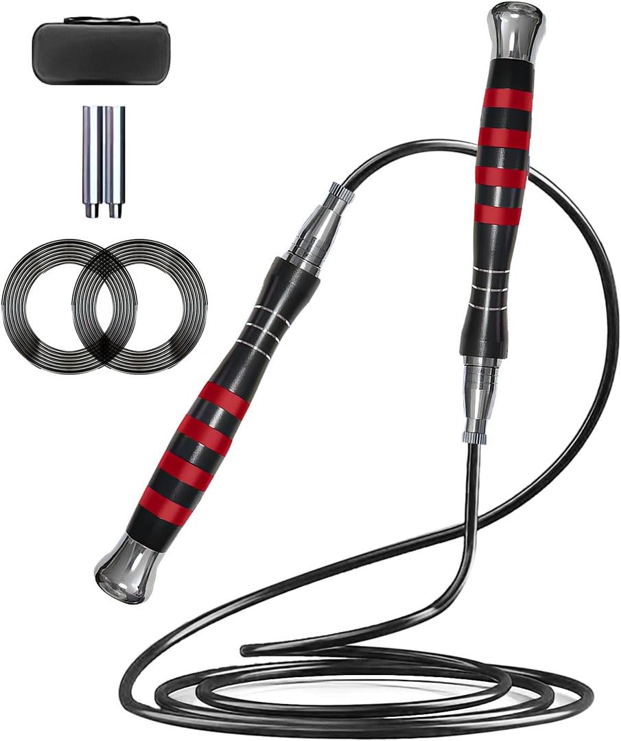 GUMWIG Speed Jump Rope, Double Under Jumping Rope, Aluminum Handle Skipping Rope for Self-Locking Which is Easy to Adjust Length, Removable Weight, Boxing Crossfit Fitness Training for Men Women
