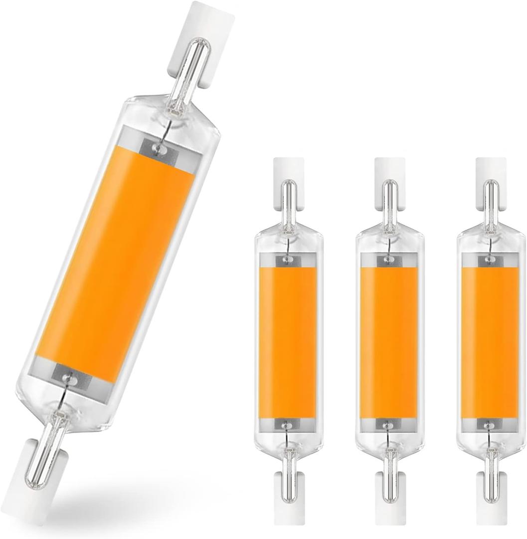 78mm 10W R7S LED COB Light Bulb 100W Equivalent T3 J78 J-Type Linear Bulb 120V R7S Base Dimmable 78mm Double Ended Flood Light Bulbs 360Beam Angle Landscape Lights 3000K (Warm White, 4 Pack)