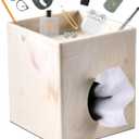 Beige Natural Marble Stone Textures Square Tissue Box Cover with Storage Tray, 2-in-1 Tissue Holder Decorative Organizer for Bathroom, Vanity, Kitchen Countertop, Bedroom Night Stands, Office Desk Top (Large with Tray, Yellow Marble)
