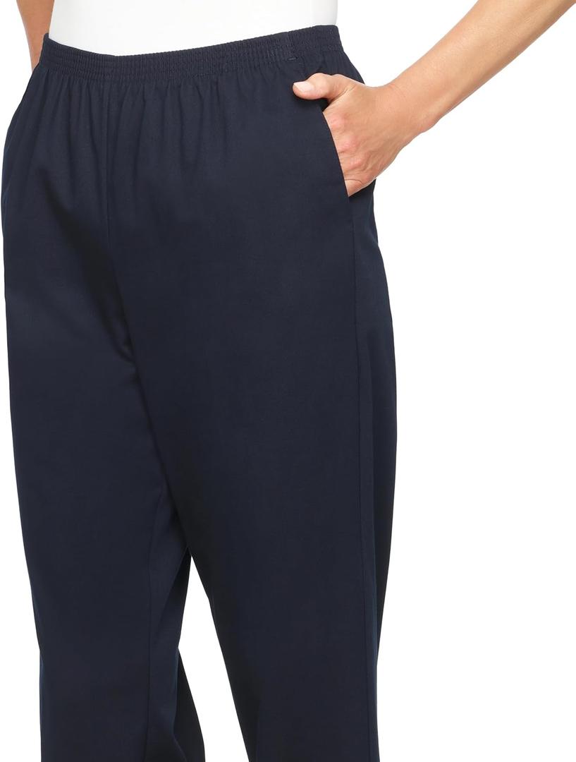 All Around Elastic Waist Cotton Medium Twill Pants (12, Navy)