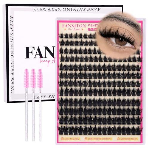 Lash Clusters with Spiky Lash Clusters Kit Volume Clusters Eyelash Extension 10-18MM Thick Individual Lashes D Curl Cluster Eyelash Extensions with Lash Brush3D DIY Lash Extension at Home (No Glue)