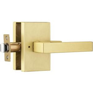 Gold Door Handle Interior,Privacy Door Handles for Bathroom, Satin Brass Heavy Duty Door Lever