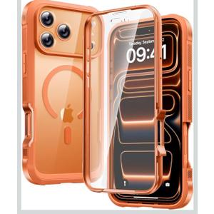 Diaclara Magnetic Designed for iPhone 17 Pro Max Case Full Body Bumper,[Compatible with MagSafe] Military Drop Proof Cover with Built-in Touch Sensitive Anti-Scratch Screen Protector,Orange