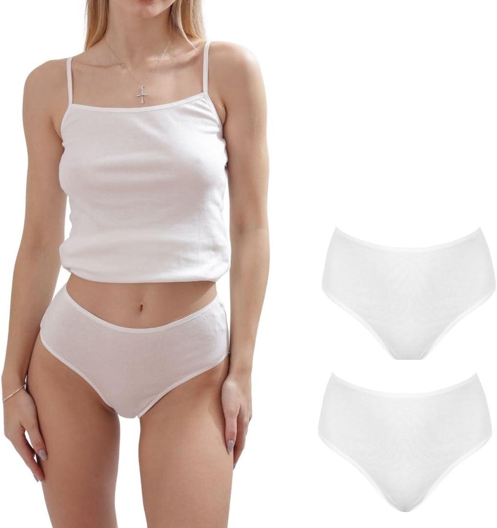 ORGANICKID Women's Organic Cotton High Waisted Underwear Full Briefs Soft Breathable GOTs Certified Ladies Panties pack of 2 (White)