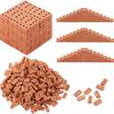 Woohome 200 PCS Mini Bricks Tiny Bricks for Landscaping Miniature Bricks Small Bricks for Crafts Realistic Fake Bricks Mini Blocks for Dollhouse Mini Garden Accessories (3 Holes Mini Red)
