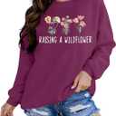 Raising A Wildflower Sweatshirt Mom Toddler Matching Outfits Mommy And Me Matching Shirt Mother Daughter Son Tops (Purple, L)