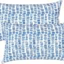 LVTXIII Set of 2 Patio Lumbar Pillows, 12x20 Fade Resistant Outdoor Lumbar Pillow with Inners, Fluffy Decorative Garden Lumbar Cushions for Home Patio Coach Sofa Use, Pebble Blue