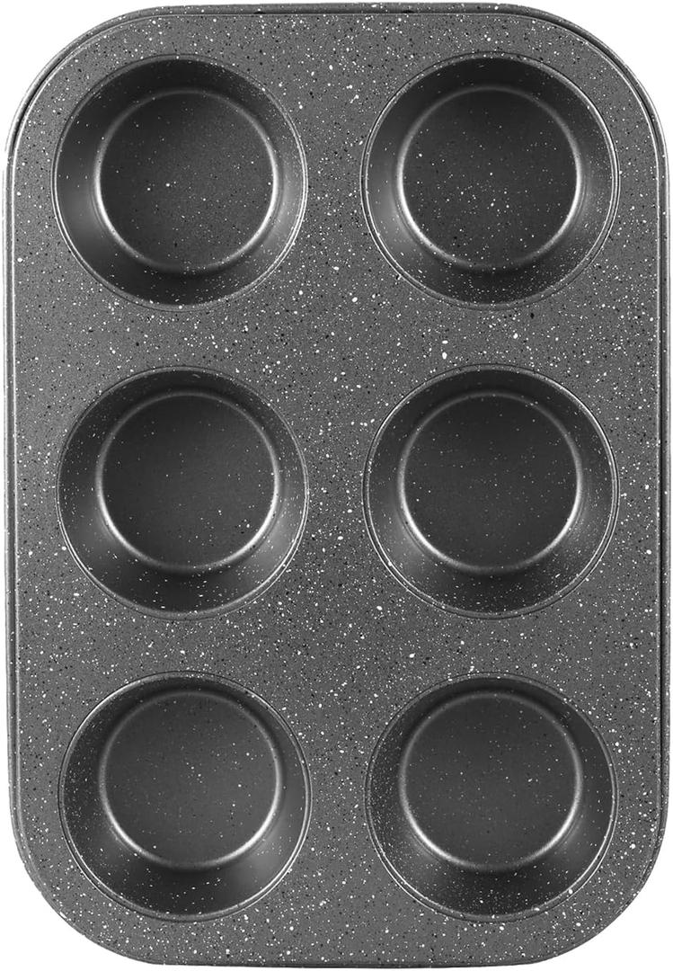 Walooza Muffin Cupcake Pan, Muffin Tins Nonstick 6, Muffin Top Cookie Cheese Cake Pan for Baking, Toast Oven Baking Supplies Small Cake Pans Muffin Cups Non Stick