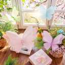 SUNBEAUTY Butterfly Party Decorations, 3D Butterflies, Water Proof Wedding Decor, Hanging Butterflies for Baby Shower Birthday Decor Party Girls, Women, PET Plastic Butterfly for Wall Decor, Set of 4