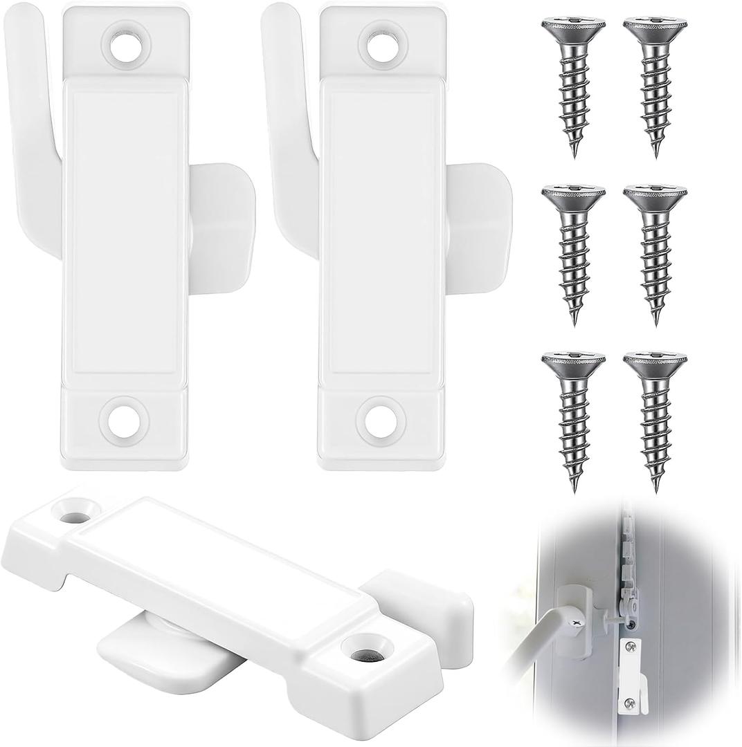 3 Pack Window Sash Lock 2-1/4'' Replacement for Vertical & Horizontal Sliding Windows Double Hung Windows Mounting Hole Centers Sash Lock with Screws White Broken Sashs Locks Window sash Lock