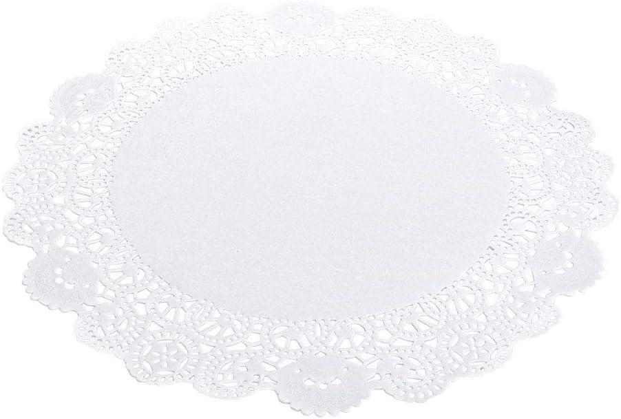 Restaurantware Pastry Tek 12 x 12 Inch Lace Doilies 100 Decorative Tableware Placemats - Disposable Round White Paper Table Doilies For Birthdays Or Weddings Table Decor