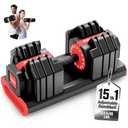 HXD-ERGO 15 IN 1 Adjustable Dumbbell Set/Single, 1-Second Quick Change Weights, 55/110 LBS Free Weights Adjustable Dumbbell with Anti-Slip Grip & Secure Lock, Space-Saving Home Gym Equipment for Men/Women Full Body Workout (Single, 55LBS)