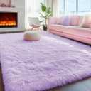 PAGISOFE Fluffy Soft Purple Rug 4' x 6' Rug, Shaggy Rugs for Bedroom Living Room,Furry Rugs for Bedroom Princess,Bedside Rug Nursery Christmas Home Decoration Shag Carpet for Kids Teen's Room