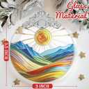 Sun & Mountain 2025 Holiday Ornaments - Christmas Ornaments, Stained Glass Christmas Tree Decor - Gift Idea for Friends - Mountain Theme