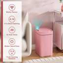 Vanpopubs 2 Pack 2.7 Gal Bathroom Trash Can with Lid, Automatic Trash Can Small Smart Garbage Can Touchless, Slim Motion Sensor Waterproof Plastic Trash Bins for Bedroom Office Kitchen Toilet Pink