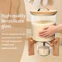 Rice Dispenser, Rice Storage Container, Flour and Cereal Container for Kitchen Organization and Pantry Store, Glass Cereal dispenser with Airtight Lid and Wooden Stand 5L