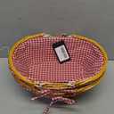 2 Pack 12.6 Inch Natural Wicker Basket with Checkered Lining, Oval Wicker Woven Basket with Handle, Willow Woven Picnic Baskets for Picnic, Camping, Party(Small)