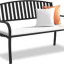 Outdoor Bench Garden Bench, Weatherproof Anti-Rust Heavy-Duty Outside Benches Clearance, Wrought Iron Metal Bench for Front Porch, Patio, Park