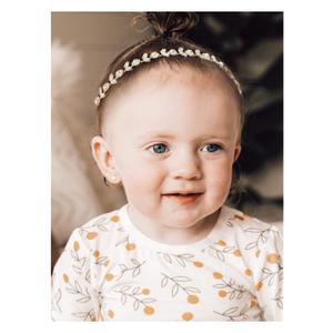 SWEETV Gold Baby Girl Headband Flower Girl Headpiece Princess Crystal Wedding Hair Accessories for Birthday Party, Photography