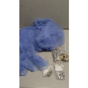 LPNPMGR0291610 10x10ft Baby Blue Tulle Backdrop Curtain with Lights String for Parites, Sheer Photo Backdrop Curtain Drapes for Wedding Baby Shower Bridal Shower Birthday Party Photo Shoot Decorations