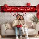 Will You Marry Me Banner 118 x 20 Inch Proposal Theme Wall Backdrop for Home Party Porch Fence Event Romantic Celebration Decor Indoor Outdoor Background Holiday Event Banner