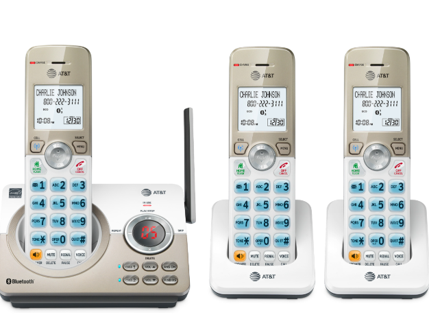 AT&T DL72319 DECT 6.0 3Handset Cordless Phone for Home with Connect to Cell, Call Blocking, 1.8" Backlit Screen, Big Buttons, intercom, and Unsurpassed Range