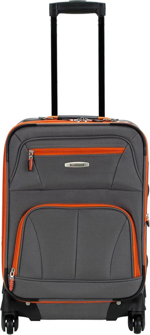 Rockland Pasadena Softside Spinner Wheel Luggage, Charcoal, Carry-On 20-Inch, F2281-CHARCOAL