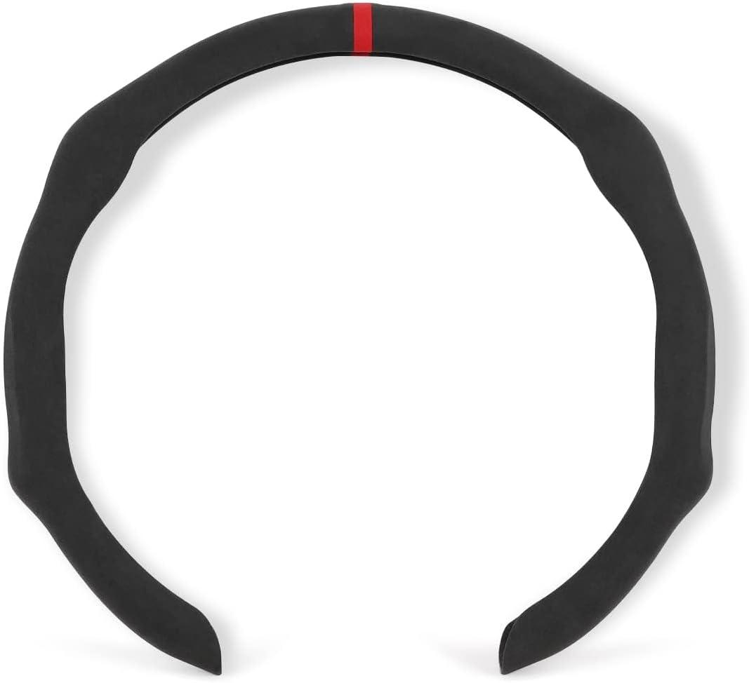 MEWANT Dark Gray 9002 Universal Anti-Skid Car Steering Wheel Cover, 108mm, Thermoplastic Elastomer (TPE)