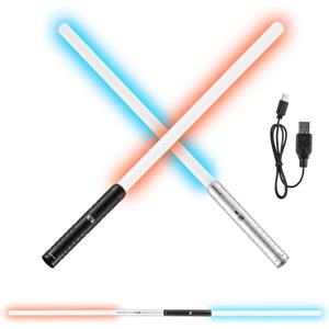 VEVOR Light Sword, 2 Pack Light up Sword with 7 RGB Colors, 4 Sound Modes and Realistic Handle, Rechargeable Toy for Adults and Kids, Christmas Day, Halloween Cosplay, Birthday