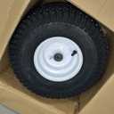 Dayrim 2 Pcs 15x6.00-6 Lawn Mower Tires with White Rim, 4-Ply Tubeless, 3" Centered Hub, 3/4" Bore Bearing, Wheel & Tire Assembly, Turf Tread for Riding Mowers & Garden Tractors (white, 15x6.00-6)