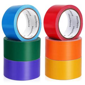Rainbow Colored Duct Tape 6-Pack, 15 Yards x 2 Inch Heavy Duty Waterproof, No Residue, Tear by Hand, for DIY Crafts, Packaging, Color Coding