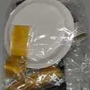 Ramadan Mubarak Supplies Eid Al-fitr Hari Raya Mosque Disposable Tablewares Cobalt for 12-Persons Includes Paper Plates, Cups, Napkins, Set of Plastic Cutlery and Tablecloth