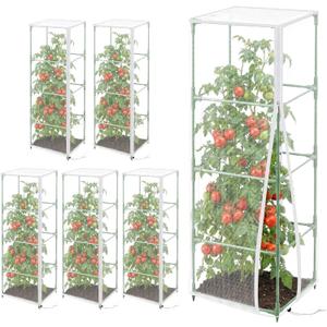6 Pcs Tomato Netting for Garden Protection, 57" X 17.7" X 17.7" Square Tomato Cage Insect Barrier Plant Netting Mesh Cover with Zipper & Drawstring, for Vertical Climbing Plants Vegetables Fruits