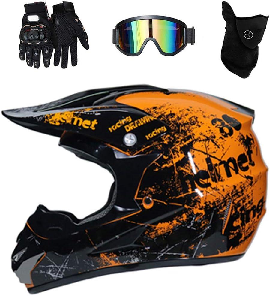 Dirt Bike Off-Road Motocross ATV Motorcycle Helmet for Men Women,Professional Competition Helmet DOT Certified (Orange, Large)