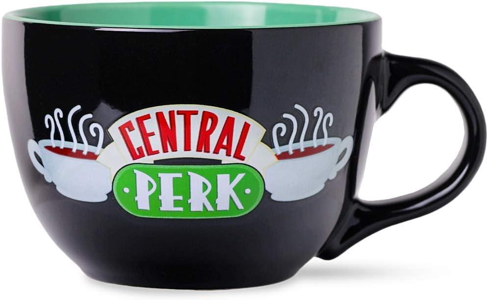 Silver Buffalo FRIENDS Central Perk Black Ceramic Mug Oversized for Coffee, Soup, 24 Ounces