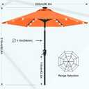 MASTERCANOPY 7.5FT 6Ribs Patio Umbrella with 32 Solar LED Lights, Outdoor Market Umbrella with Tilt & Crank, UV Protection & Fade Resistant Fabric, Easy Set-Up for Garden, Deck, Pool (Orange)