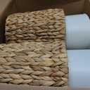 2pcs Small Wicker Trash Can with Removable PVC Liners, 3 Gallon | Bathroom Rattan Trash Can, Handwoven Narrow Waste Basket for Bedroom, Office, Toilet, 11 x 10 x 8.6 in