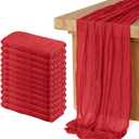 12 Pack Cheesecloth Table Runner 10Ft Christmas Gauze Boho Table Runners for Wedding Decor Bridal Shower Decorations Baby Shower Party (35" x 120")(Red)