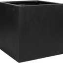 Black Square Planter Box Indoor & Outdoor - Elegant Cube Shaped Flower Tree Pot - Inner Dimensions 20”H x 20”W x 20”L