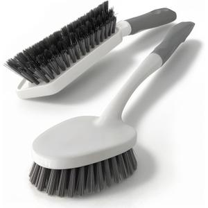 2 Pack Heavy Duty Scrub Brush Set with Hard Bristle, Cleaning Brush Designed for Bathroom, Shower, Bathtub, Tub, Carpet, Floor, Grout, Tile