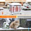 Weatherproof Cat House for Outdoor Cats in Winter, 100% All-Around Insulated Outdoor Cat Shelter with Warm Liner for Outside Feral Cat,Puppy,Rabbit and Small Pets-Grey with Warm Liner