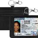 Linkidea 2 Pack ID Name Badge Holder, Minimalist Wallet with 4x3 Business Card Protector and Keychain & Lanyard Loop, Vegan Leather Card Holder with Credit Cards Slot for Women & Men