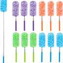 MAVRIZ 12 pcs Microfiber Extendable Duster, Washable & Reusable Duster for Cleaning Small Dusters for Blinds, Electronics, and Furniture